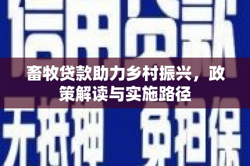 官田畜牧贷款助力乡村振兴，政策解读与实施路径