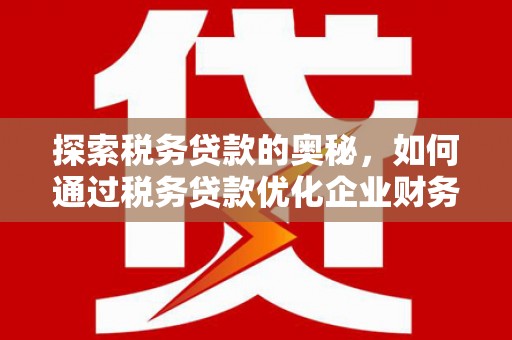 务川探索税务贷款的奥秘，如何通过税务贷款优化企业财务